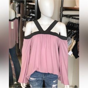ee:some Cold Shoulder Mauve Blouse